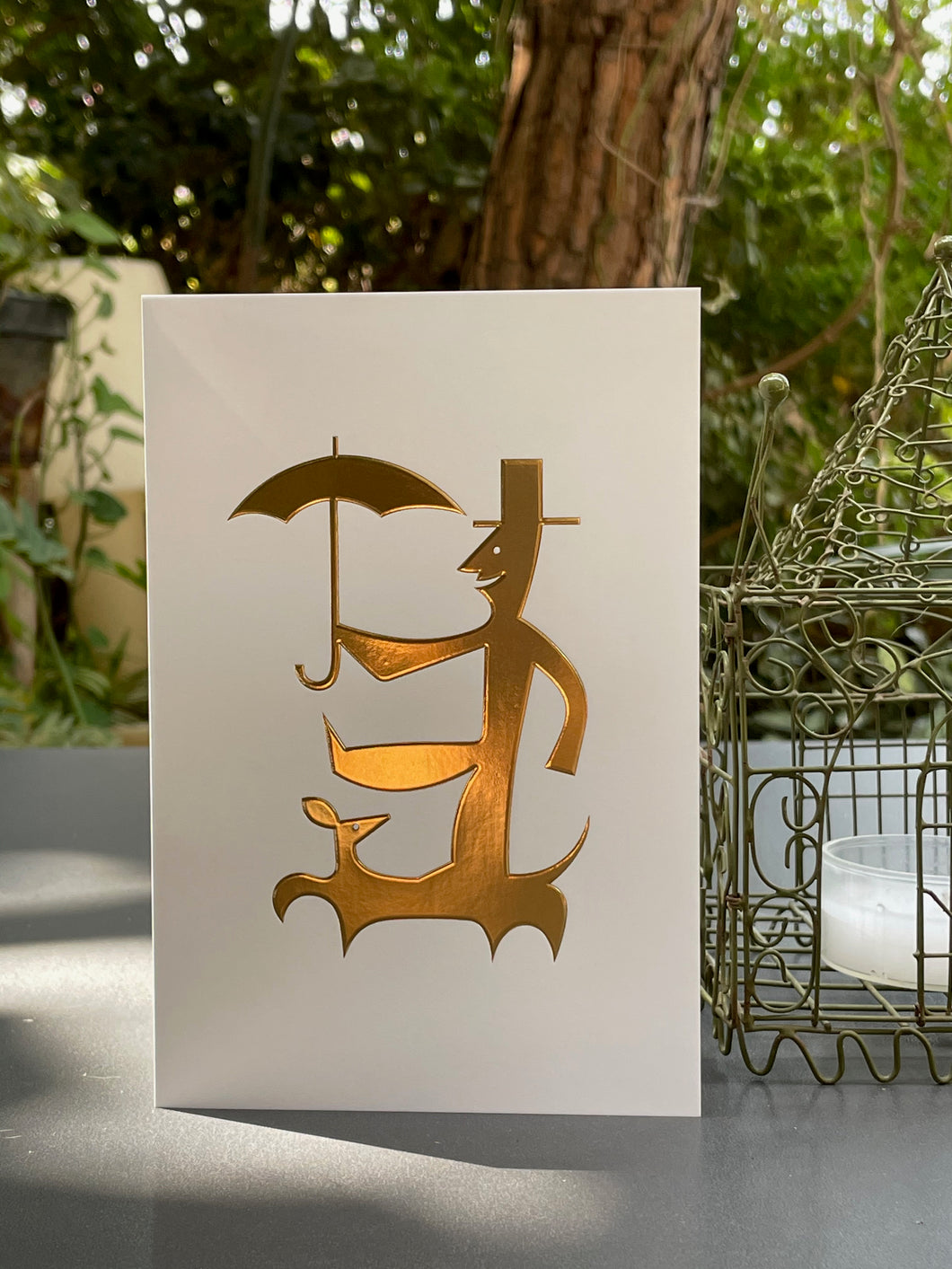 Man with Umbrella Greeting Card (set of 2)