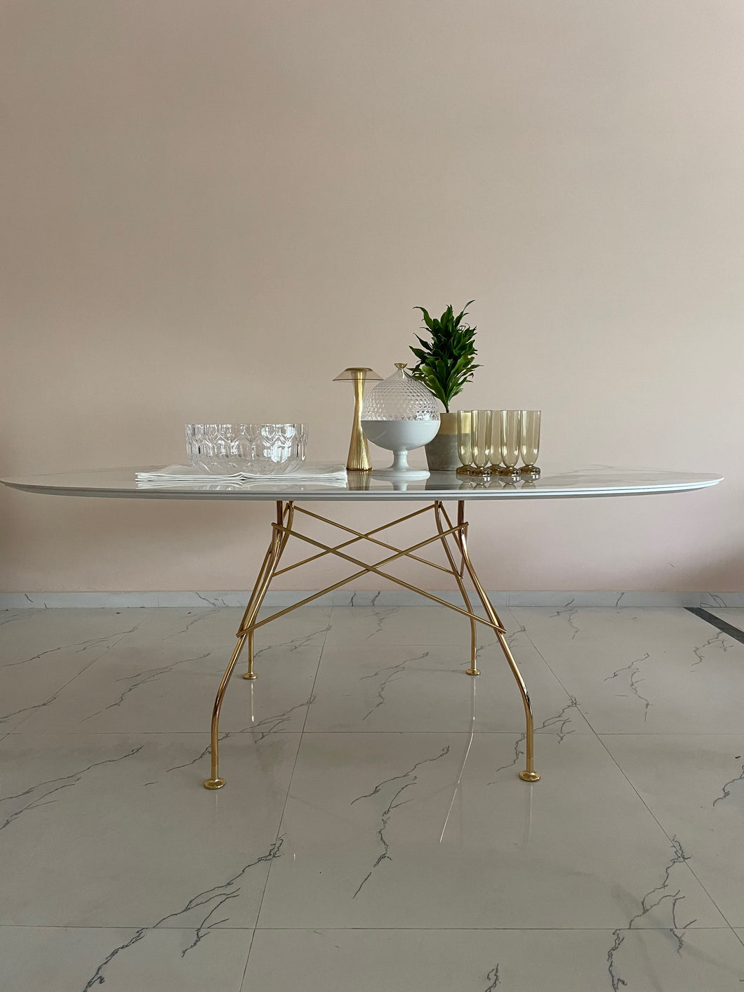 Glossy Marble Finish Look Table
